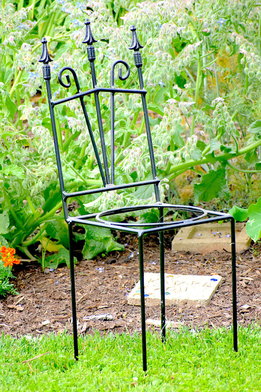 wrought iron pot plant holders Chair Plant Holder for 10" Flower Pots