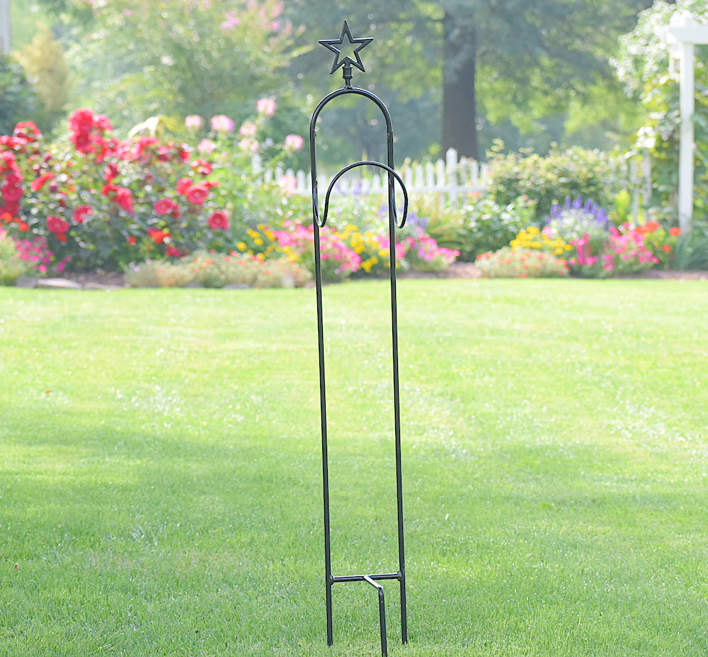 Hose Holder With Star - Heavy Duty With 3 Legs - Wrought Iron
