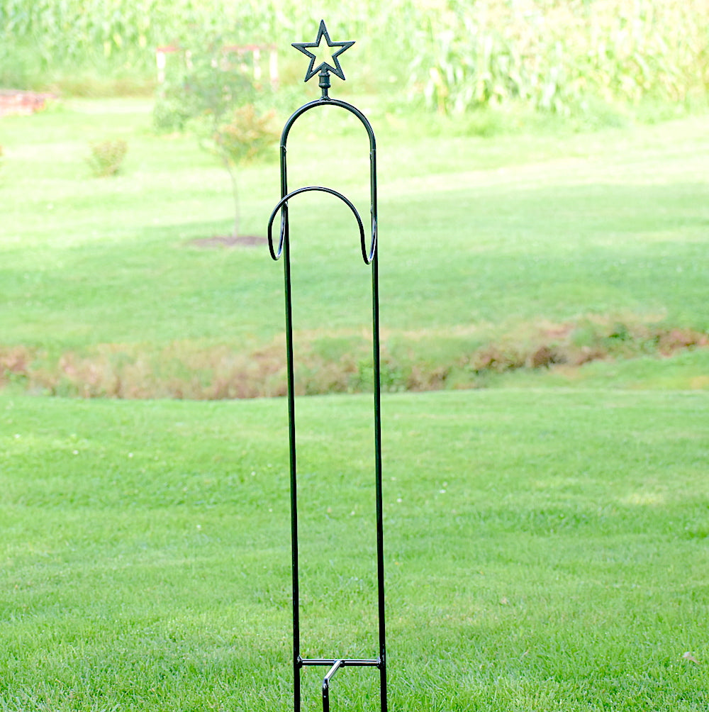 Hose Holder With Star - Heavy Duty With 3 Legs - Wrought Iron