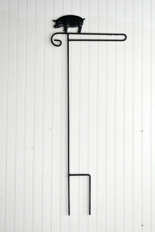 Small Garden Flag Holder With Pig Cutout Design