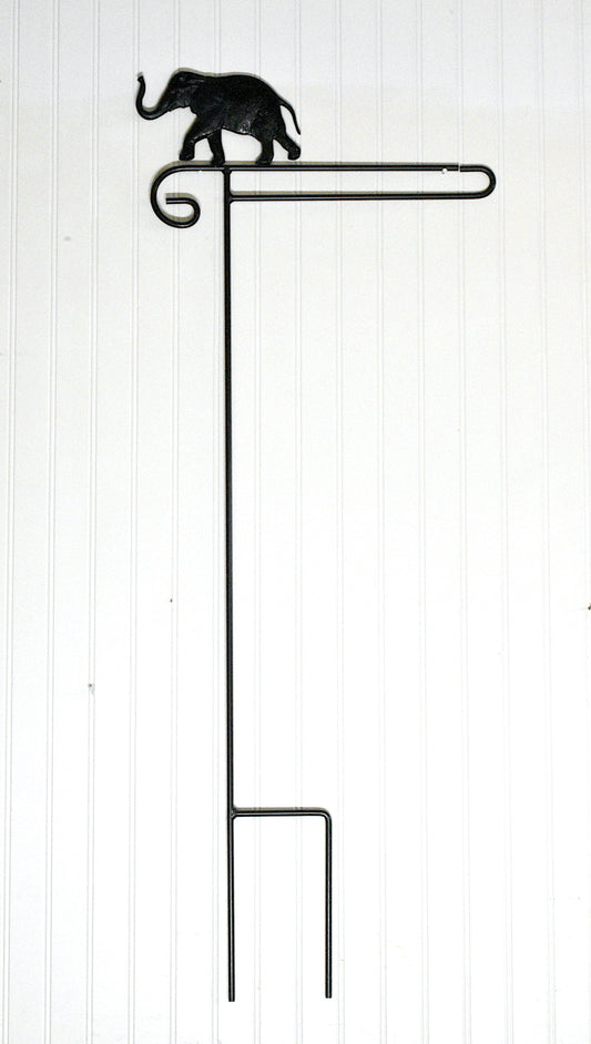 Small Garden Flag Holder With Elephant Cutout Design
