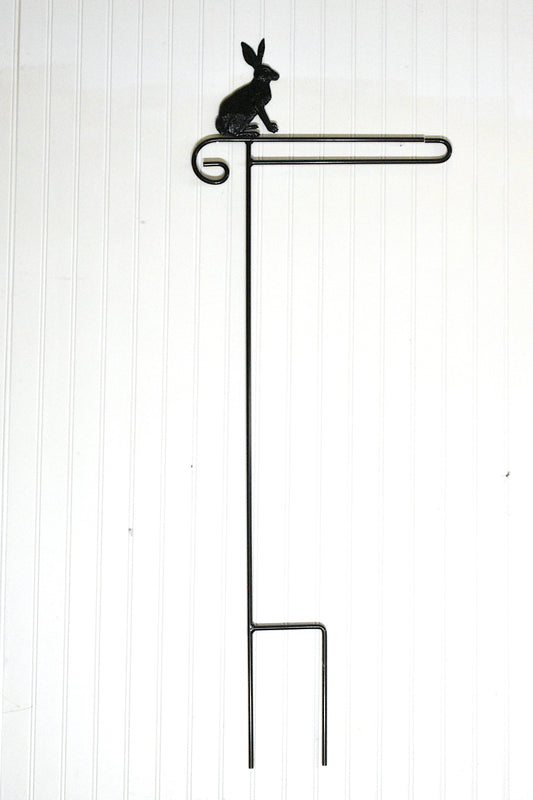 Small Garden Flag Holder With Rabbit Cutout Design