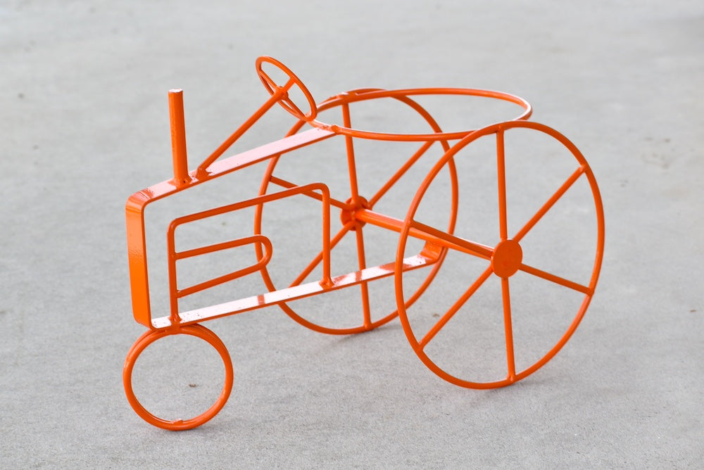 Orange Colored Tractor Plant Holder for 7 3/8" Containers