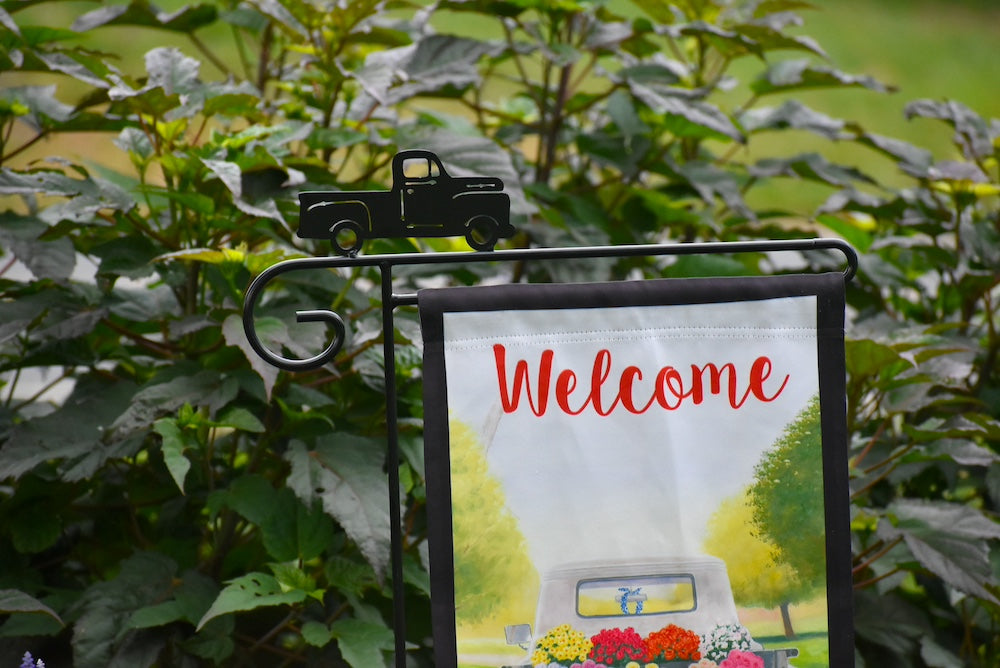 Small Garden Flag Pole With Truck Cutout Design