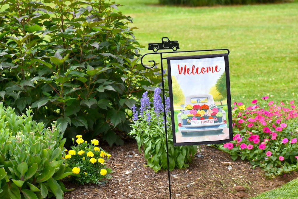 Small Garden Flag Pole With Truck Cutout Design