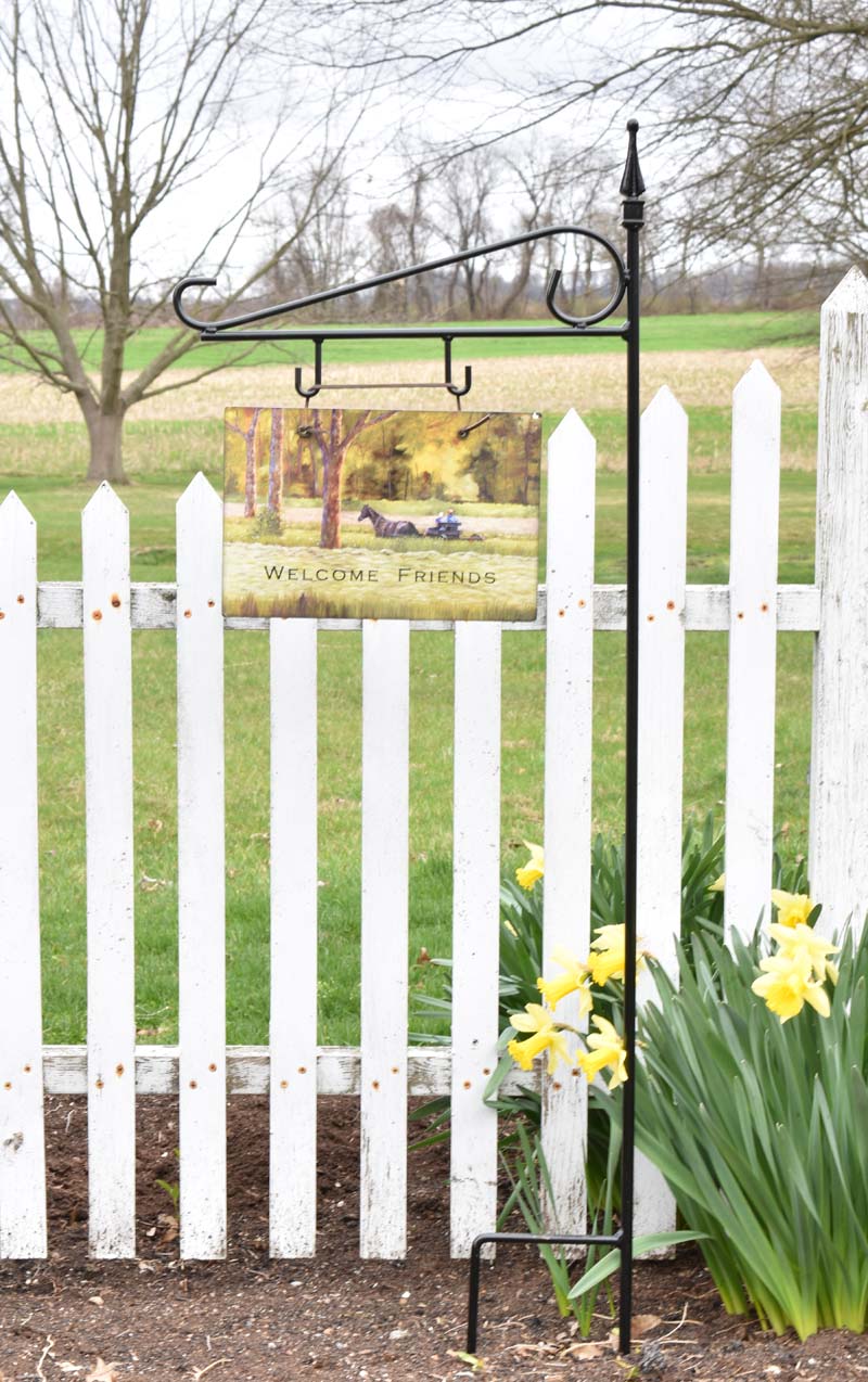 Custom Castle Slate Pole for Hanging Slates or Signs - With Out Shepherd Hook - Single Finial Hanger