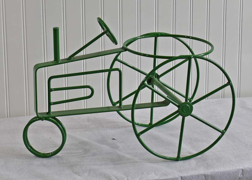 Green Colored Tractor Plant Holder for 7 3/8" Containers