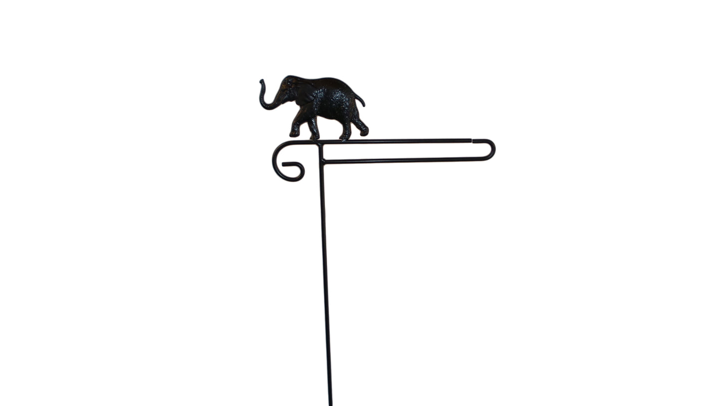 Small Garden Flag Holder With Elephant Cutout Design