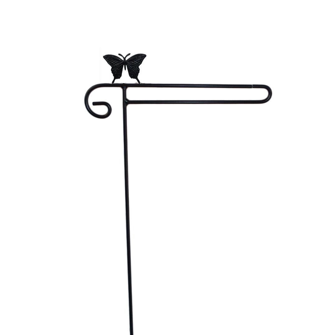 Small Garden Flag Holder With Butterfly Cutout Design