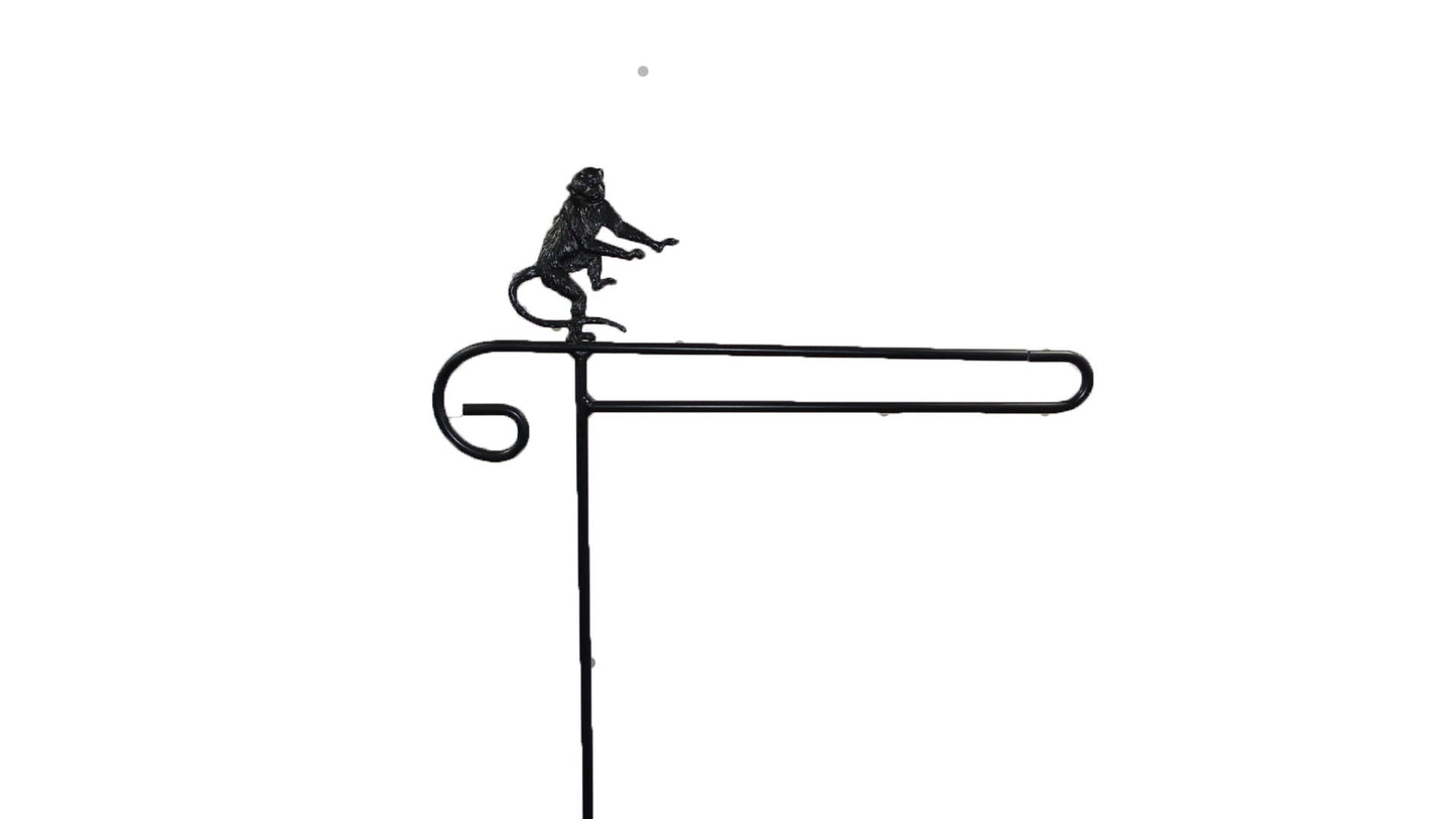 Small Garden Flag Holder With Monkey Cutout Design