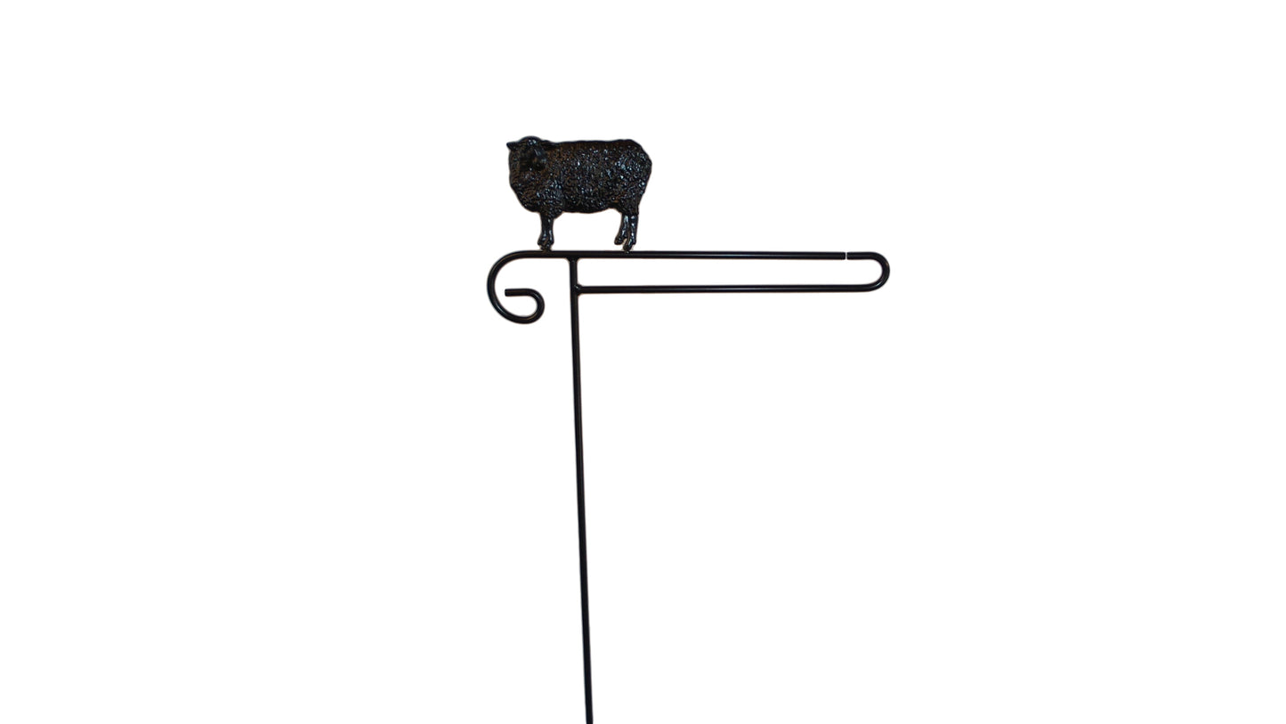 Small Garden Flag Holder With Sheep Cutout Design