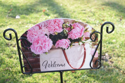 welcome flower basket large sign
