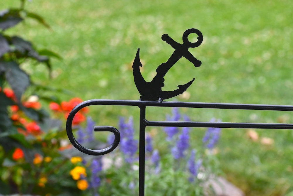 Small Garden Flag Holder with Anchor Cutout Design