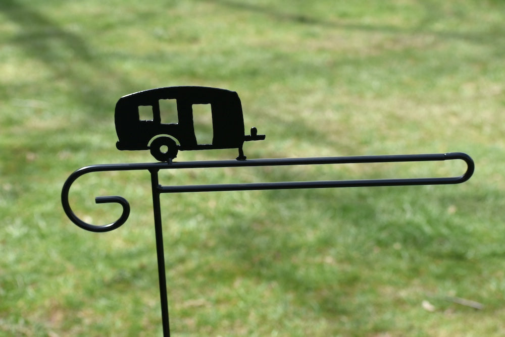 Small Garden Flag Holder With Camper Cutout Design