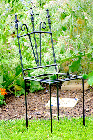 Chair Plant Holder for 10" Flower Pots - Wrought Iron