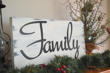 'Family' Painted Wooden Sign