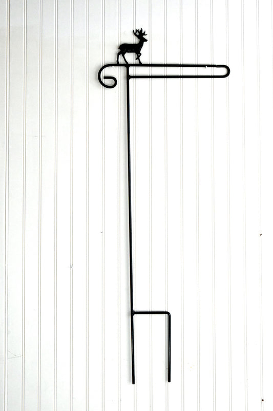 Small Garden Flag Holder With Deer/Buck Cutout Design