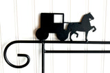 Mini Flag Holder With Amish Horse and Buggy Cutout Design