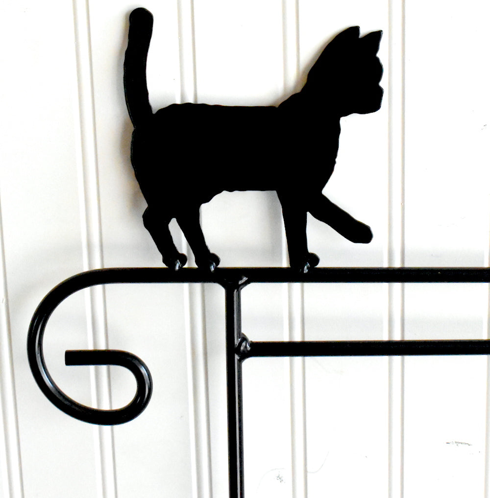 Small Garden Flag Holder With Cat Cutout Design