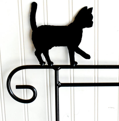 Small Garden Flag Holder With Cat Cutout Design