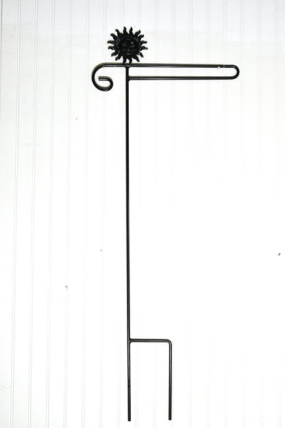 Small Garden Flag Holder With Sun Cutout Design
