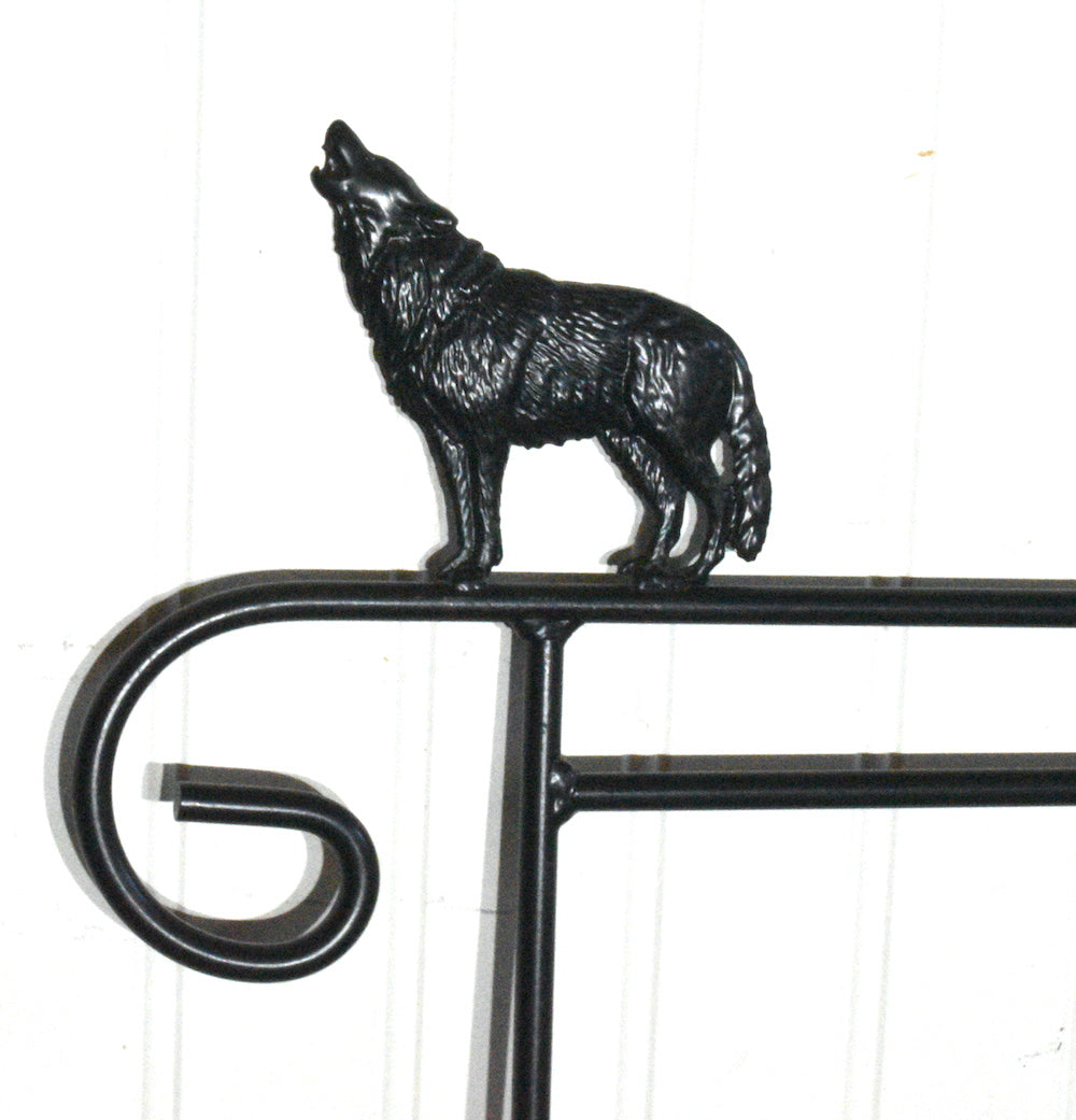 Small Garden Flag Holder With Wolf Cutout Design