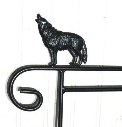 Small Garden Flag Holder With Wolf Cutout Design