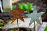 Rusted Silver Star Cutout on Stake