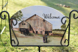 'Welcome' Amish Farm Scene Aluminum Sign