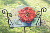 'Welcome' Flower Bouquet Painted Aluminum Sign