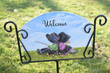 'Welcome Friends' Amish Children Aluminum Painted Sign