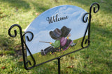 'Welcome Friends' Amish Children Aluminum Painted Sign