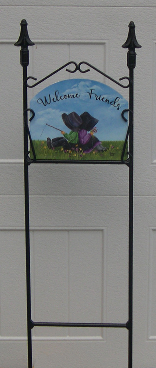 27" Tall Double Finial Slate or Sign Holder - for 8" Wide Slates or Signs