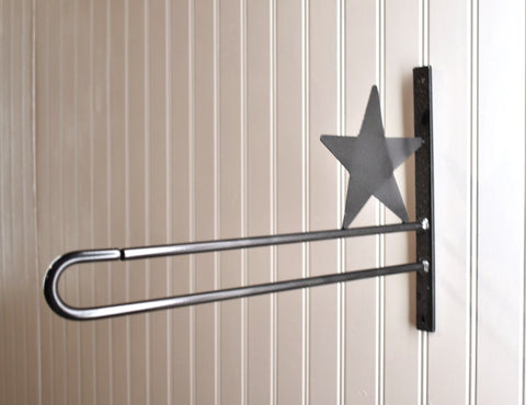 Wall Mount Mini Flag Holder With Star Cutout - Wrought Iron