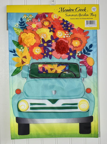 Flowers on a Truck on a Nylon Garden Flag for a Mini Flag Holder