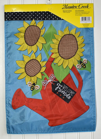 Sunflower Watering Can on a Nylon Garden Flag for a Mini Flag Holder