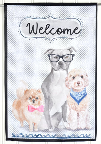 Welcome Puppies - on a Nylon Garden Flag for a Mini Flag Holder