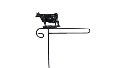 Small Garden Flag Holder With Cow Cutout Design