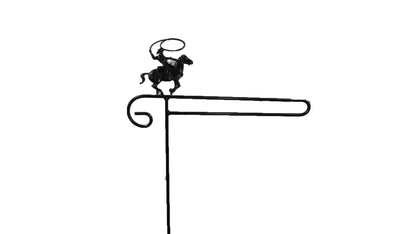 Small Garden Flag Holder With Cowboy on Horse Cutout Design