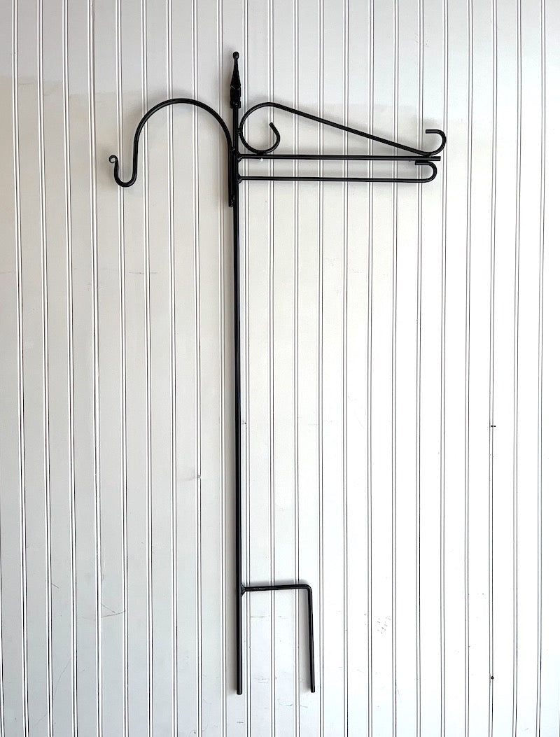 Small Fancy Garden Flag Holder With Hook - Wrought Iron