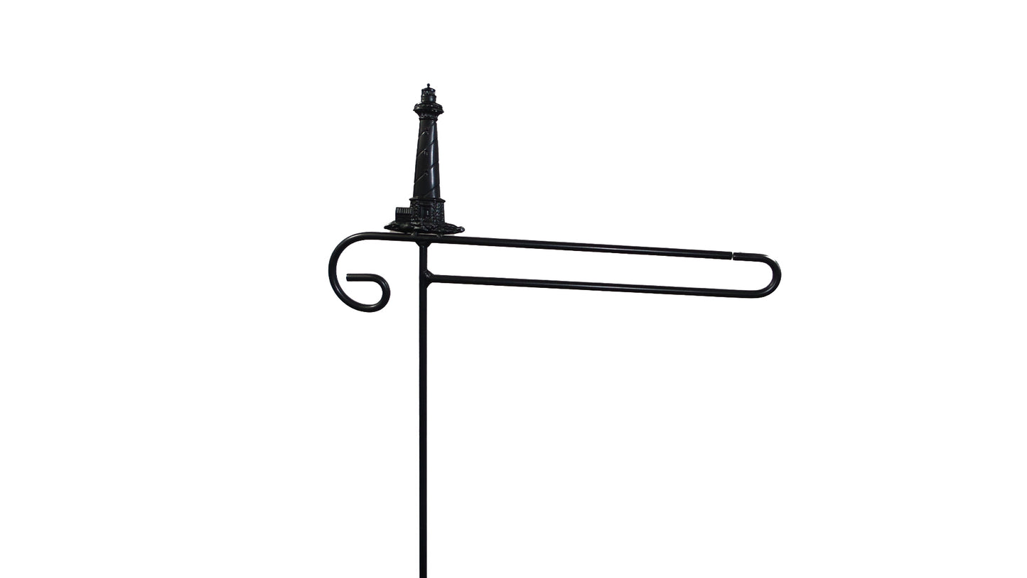 Small Garden Flag Holder With Light House Cutout Design