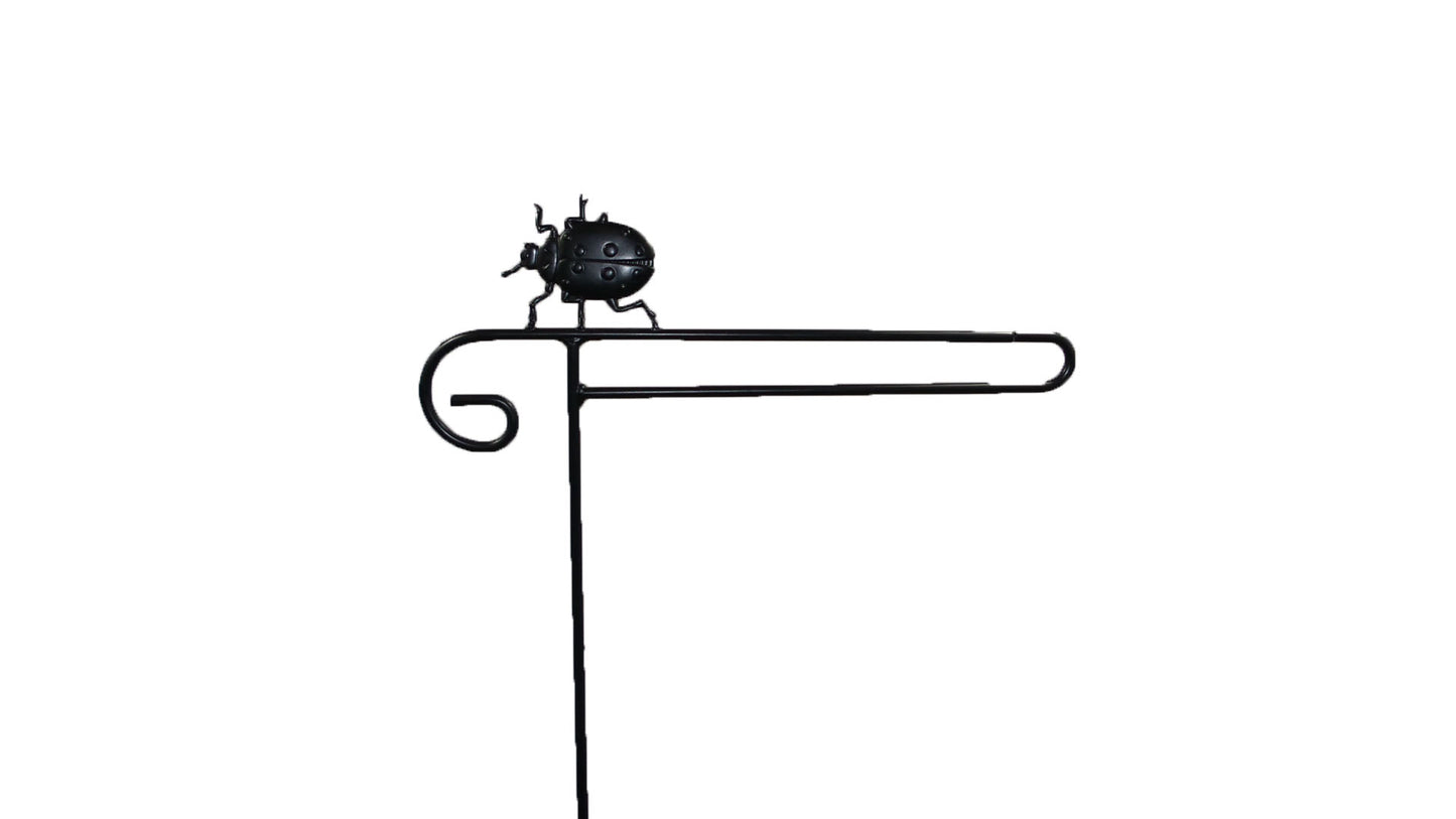 Small Garden Flag Holder With Lady Bug Cutout Design