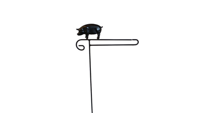 Small Garden Flag Holder With Pig Cutout Design