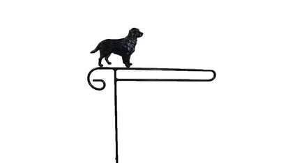 Small Garden Flag Holder With Golden Retriever Dog Cutout Design